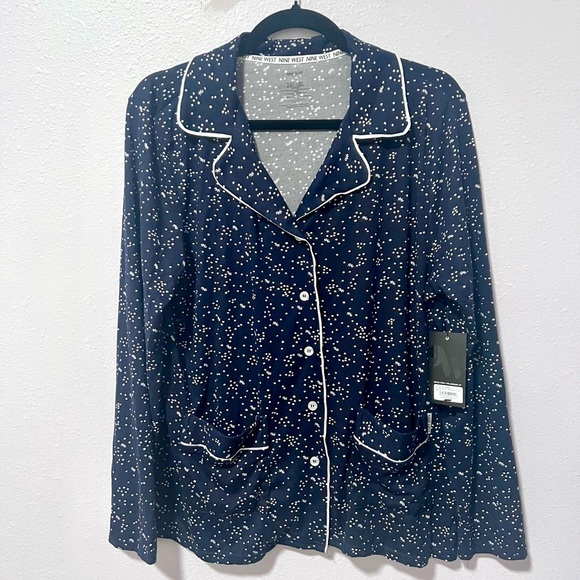 Nine West Blue pajama polka dot Design soft texture small - Picture 3 of 8